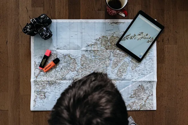 looking at a map for decision-making on your trip