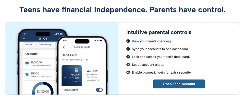 Should You Open a Child Bank Account with a Debit Card? 35 Axos First Checking homepage.