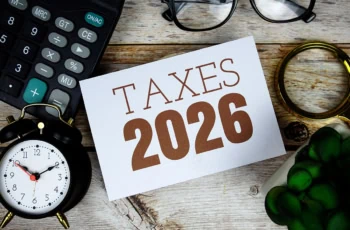 a card that says taxes 2026.