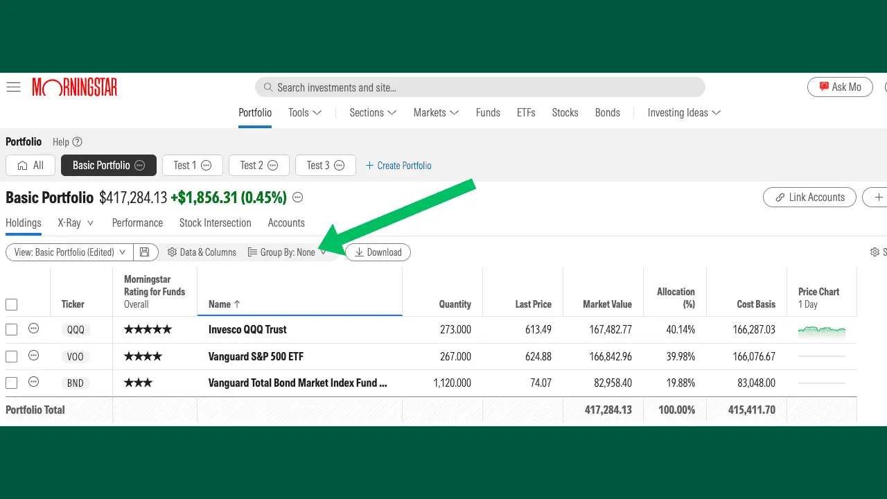 The Quick Guide to Rebalancing Your Portfolio 5 screenshot of morningstar investor.