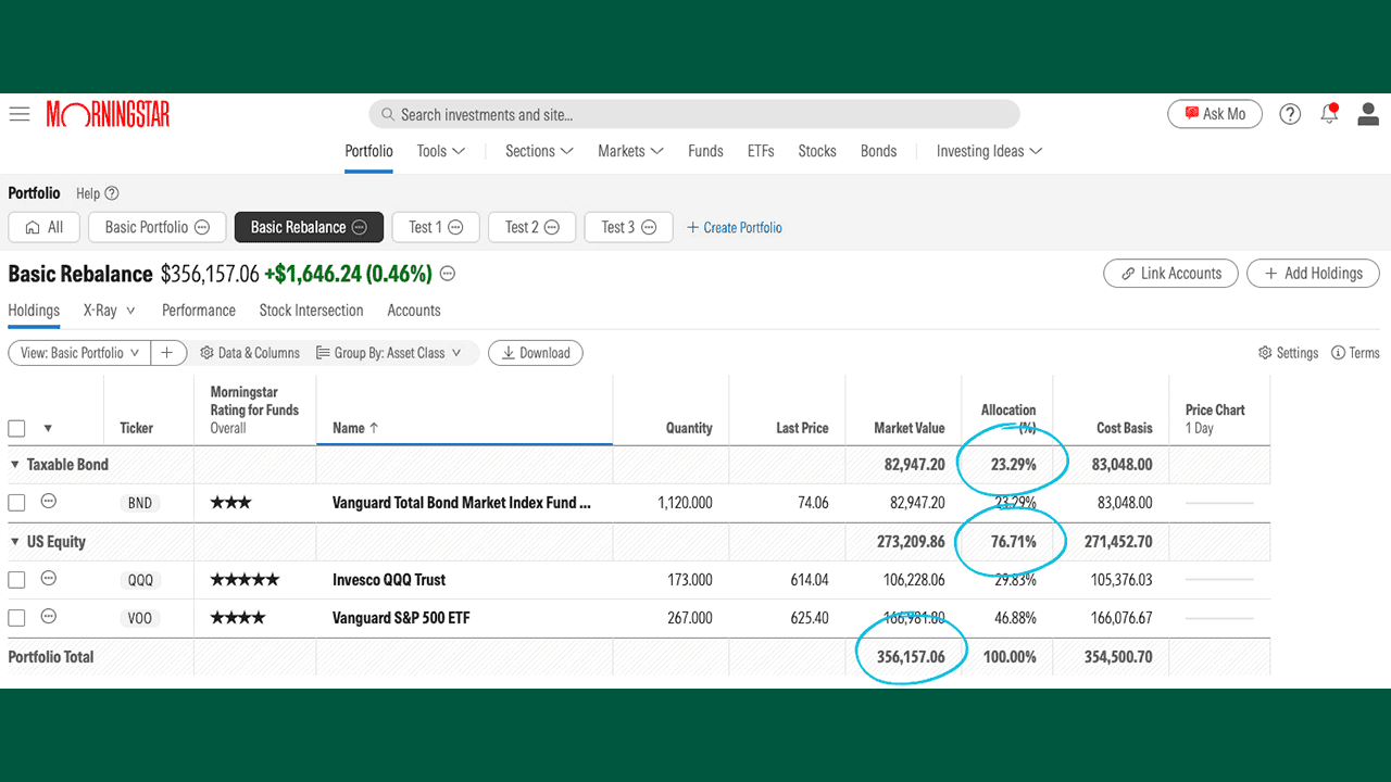 The Quick Guide to Rebalancing Your Portfolio 10 screenshot of morningstar investor.