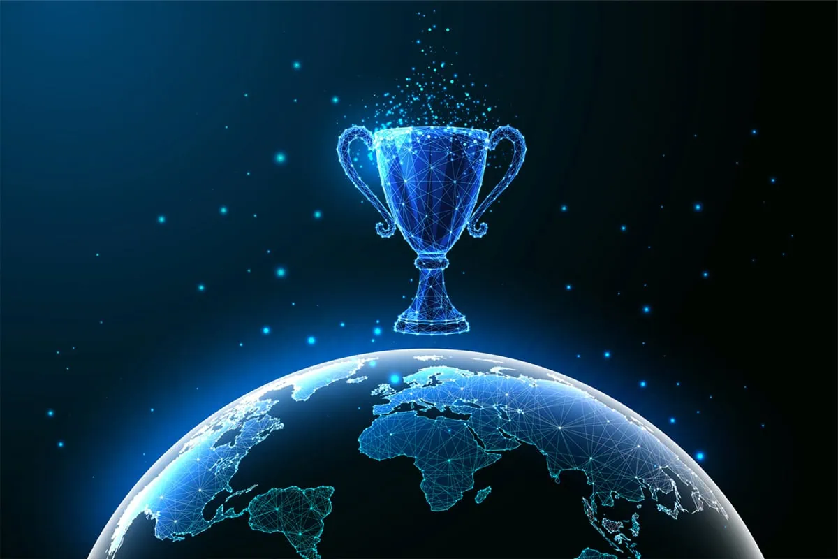 7 Space ETFs for the Next Frontier of Investing 2 Concept art of a trophy over the earth.