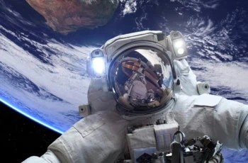 Close-up of an astronaut in space.