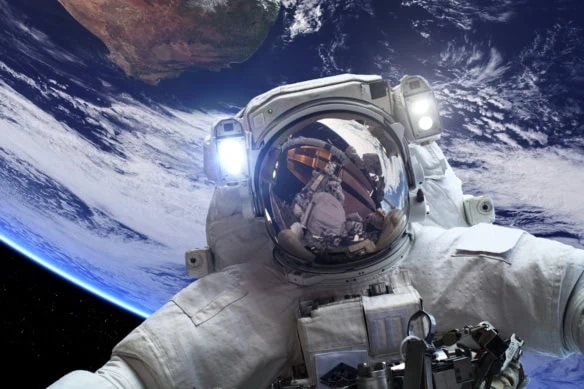 Close-up of an astronaut in space.