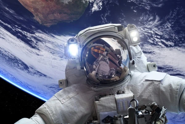 Close-up of an astronaut in space.