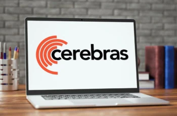 A laptop showing the logo of cerebras systems.