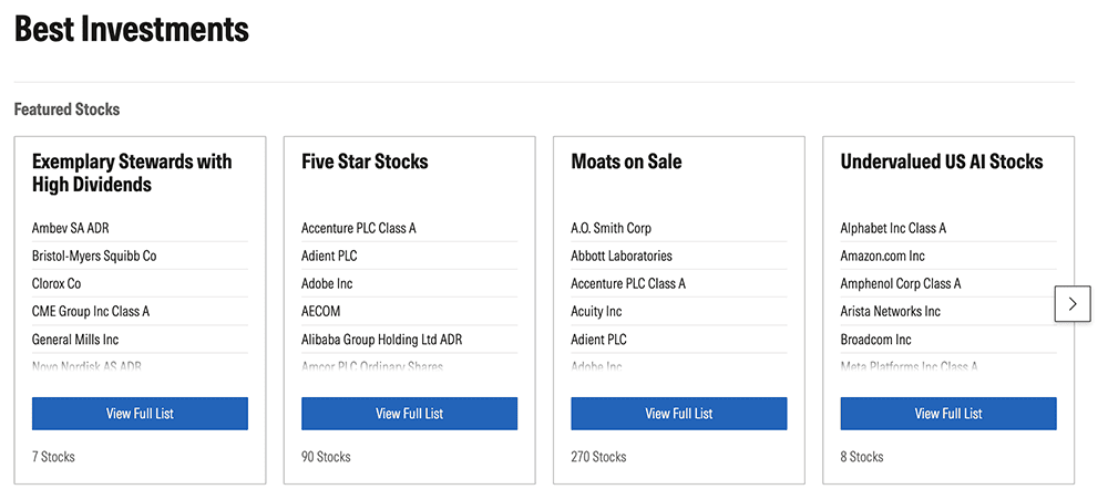 Morningstar Investor Review: Is This Research Tool Right for You? 9 Morningstar Investor best investments screenshot.
