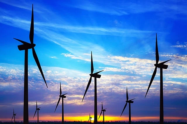 8 Best High-Yield Dividend Stocks: The Pros' Picks 3 A field of windmills is shown at sunset.