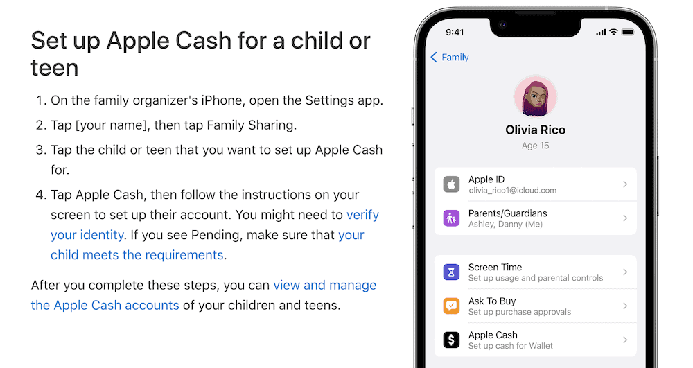 Apple Cash Family signup