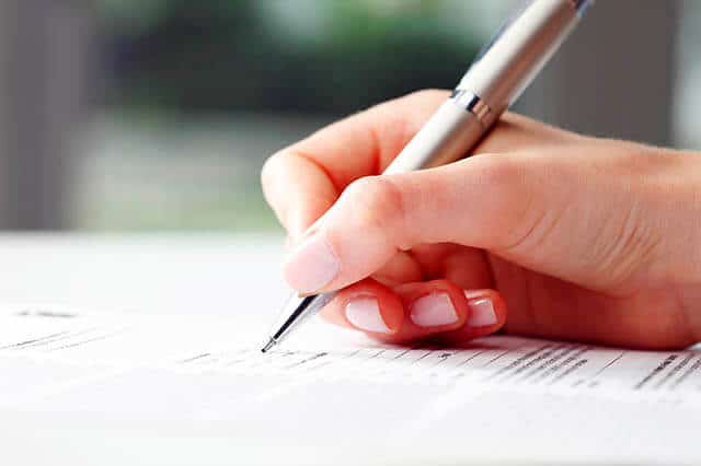 application contract form sign