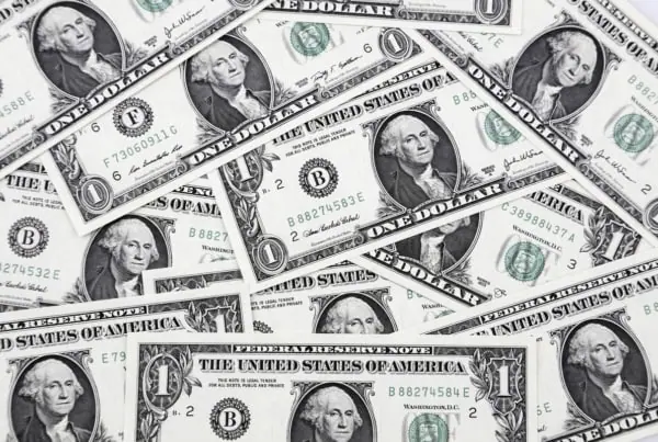 a group of one-dollar bills.