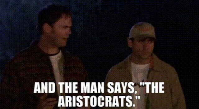 Dwight telling The Aristocrats joke.