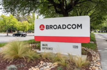 a building sign for broadcom.