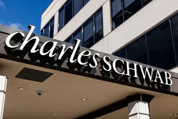 a charles schwab location in a commercial building.