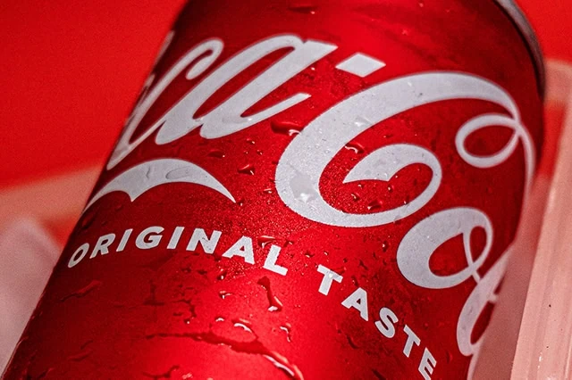 a coca-cola can close-up.