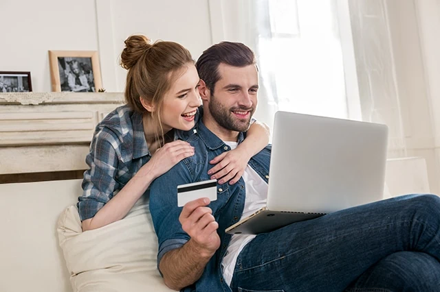 couple credit debit card bank account online