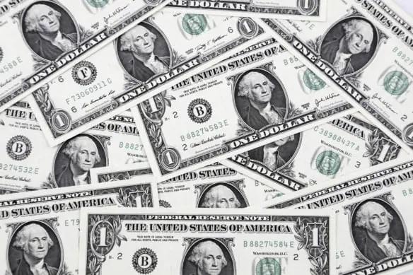 a group of one-dollar bills.