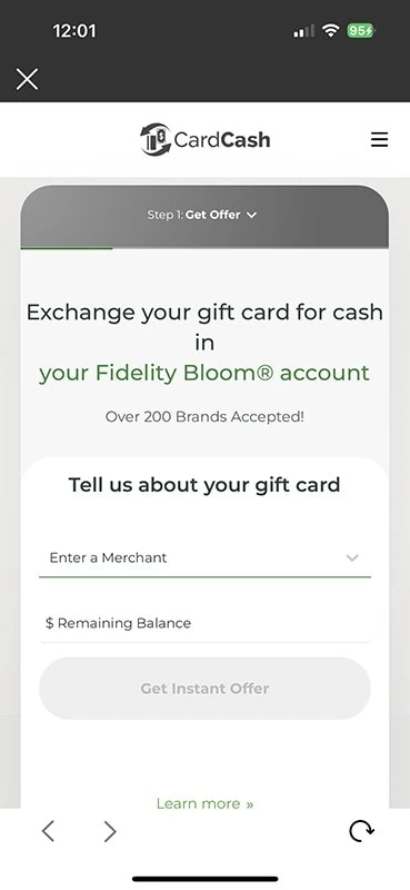 fidelity bloom gift card exchange