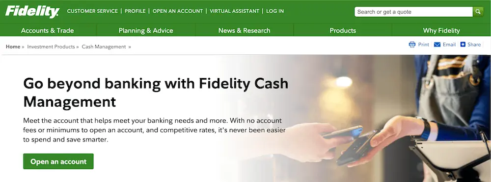 Fidelity Cash Management signup