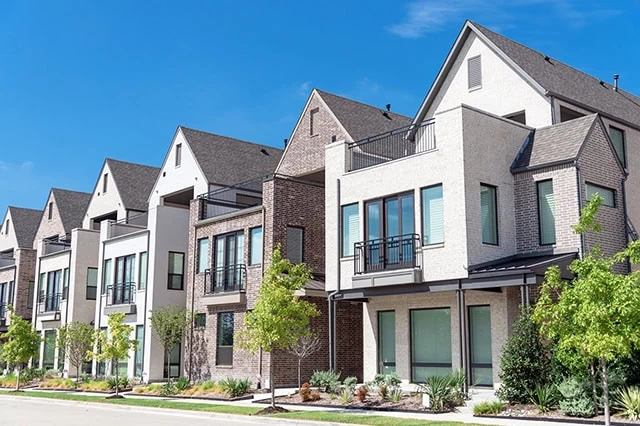 a row of modern townhomes.