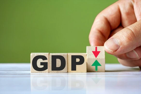 gdp written out in block letters.
