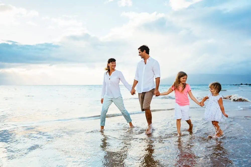 generations walking on beach