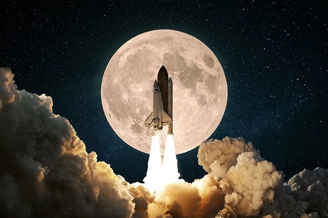 7 Best Fidelity Funds to Hold in an HSA 11 a space shuttle rockets upward with a full moon in the background.