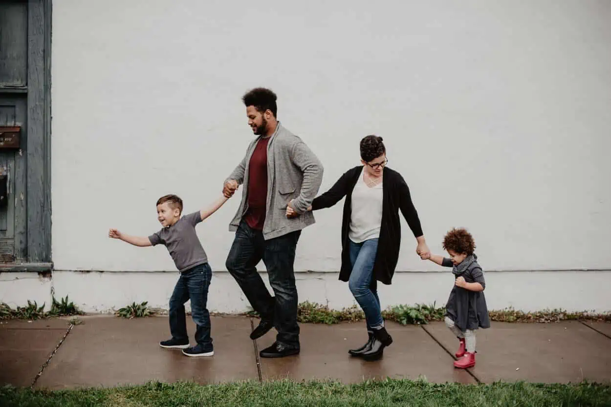 haven life insurance family of four walking down street