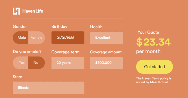 haven life policy calculator