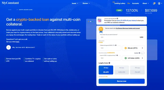 myconstant crypto borrow sign up