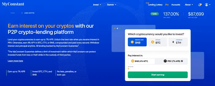 myconstant crypto lend sign up
