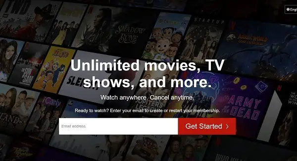netflix log in page
