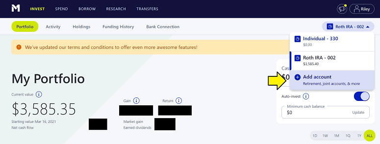 open m1 finance account step 1