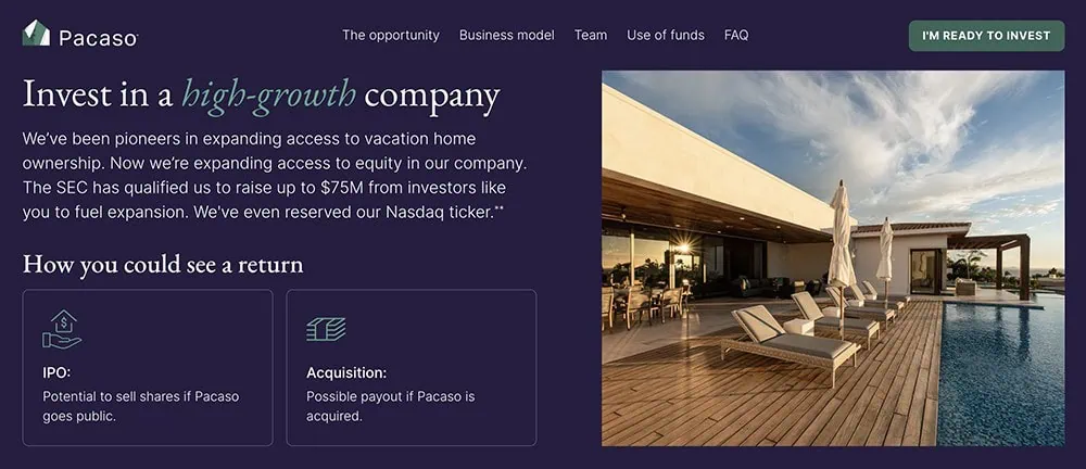 pacaso homepage.
