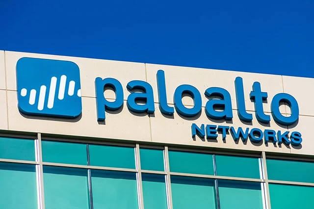 the palo alto networks logo on the side of a building.