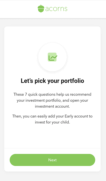 pick your portfolio acorns sign up