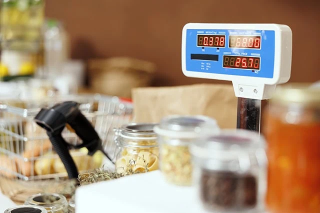 a price scanner at a grocery store.