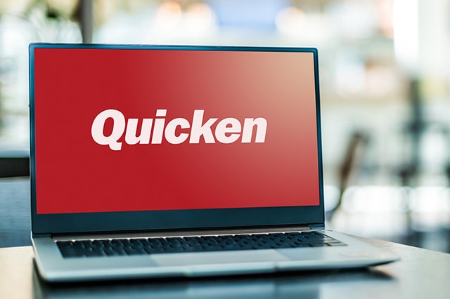 Quicken accounting software laptop