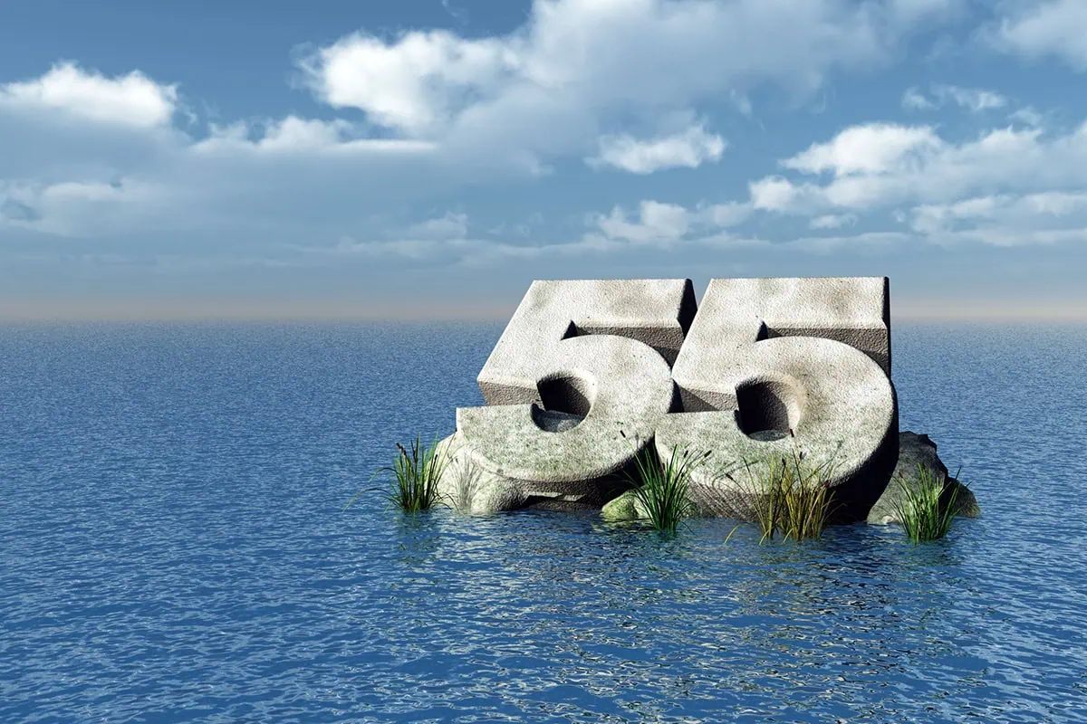 10 Groups With Exceptions to Early Retirement Withdrawal Penalties 4 the number 55 carved out of rock floating in the ocean.