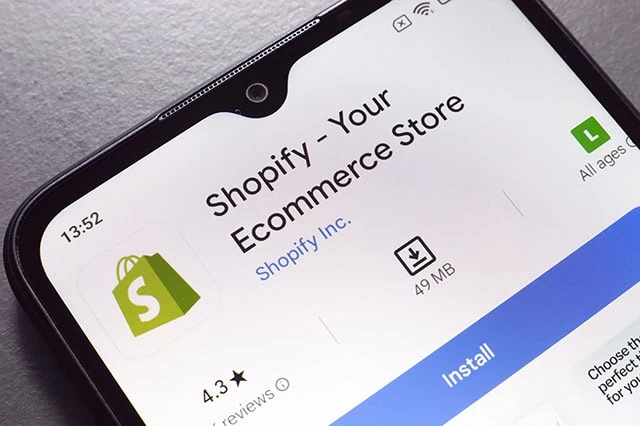 shopify download screen on a phone.