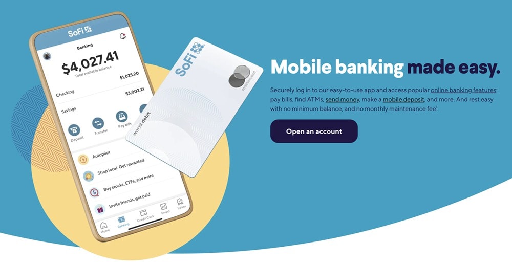 sofi checking and savings homepage.