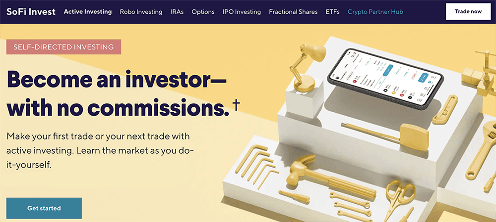 sofi invest homepage.