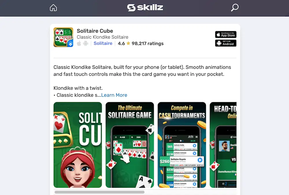 Solitaire Cube signup Skillz