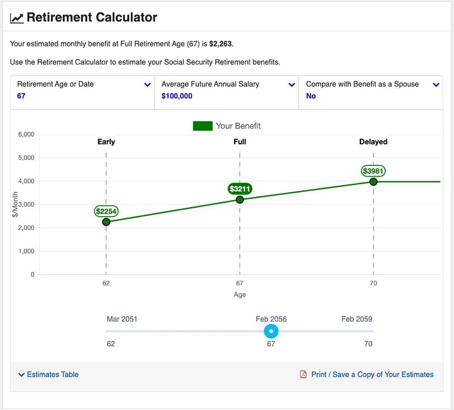 ssa step 11 retirement calculator