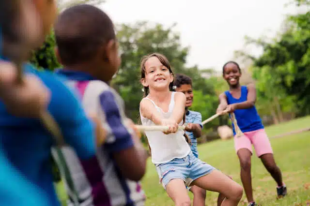 summer camp kids playing outside