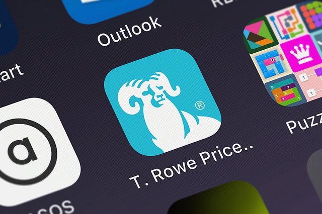 a t rowe price app is shown on a smartphone screen.