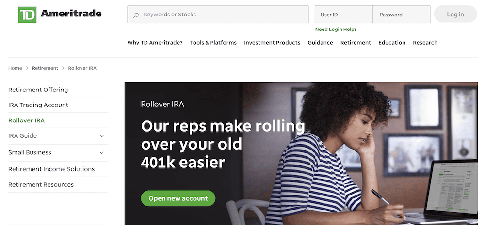 td ameritrade ira rollover signup