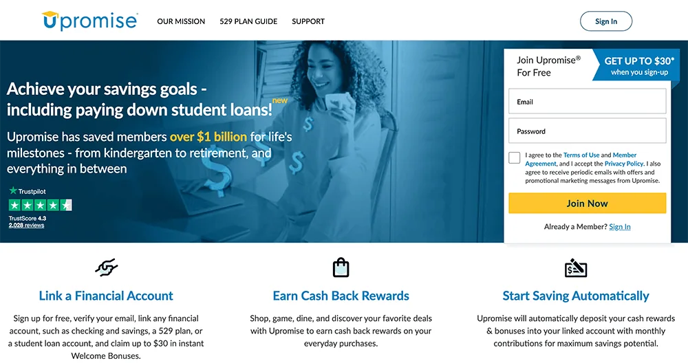 upromise homepage.
