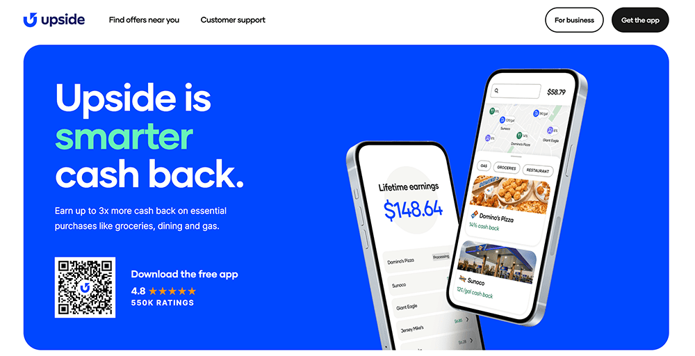 upside homepage.