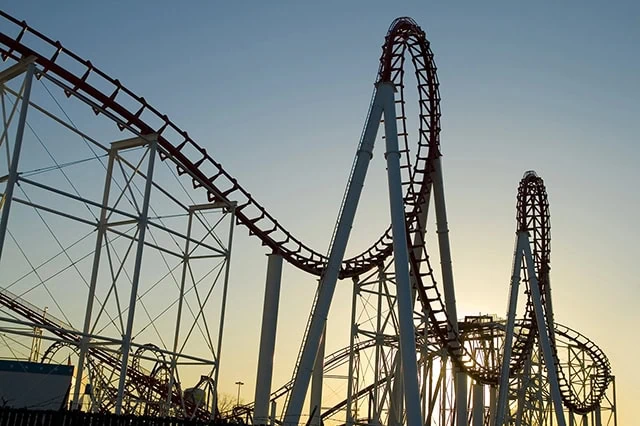 several loops on a roller coaster.